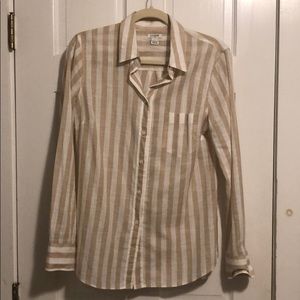J. crew beige and white stripped button down
